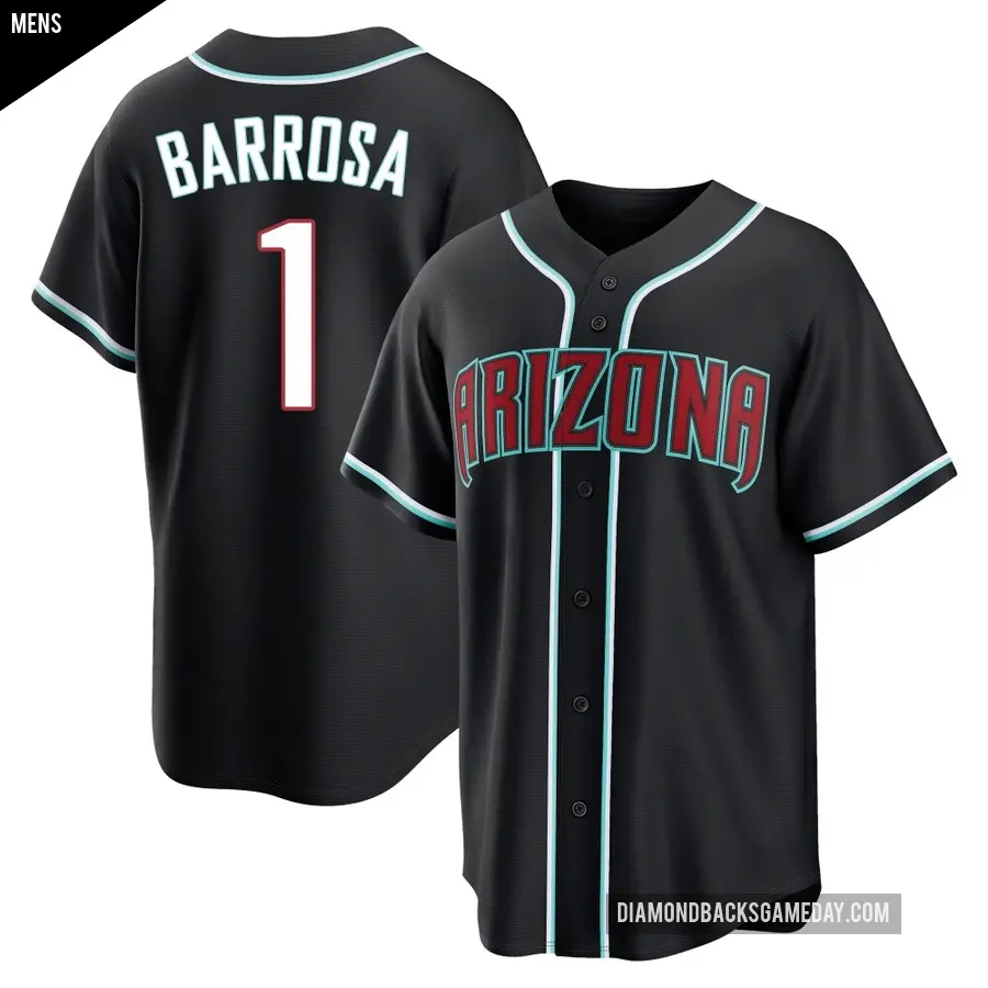 Men's Arizona Diamondbacks ＃1 Jorge Barrosa Replica Black Fashion Out Jersey
