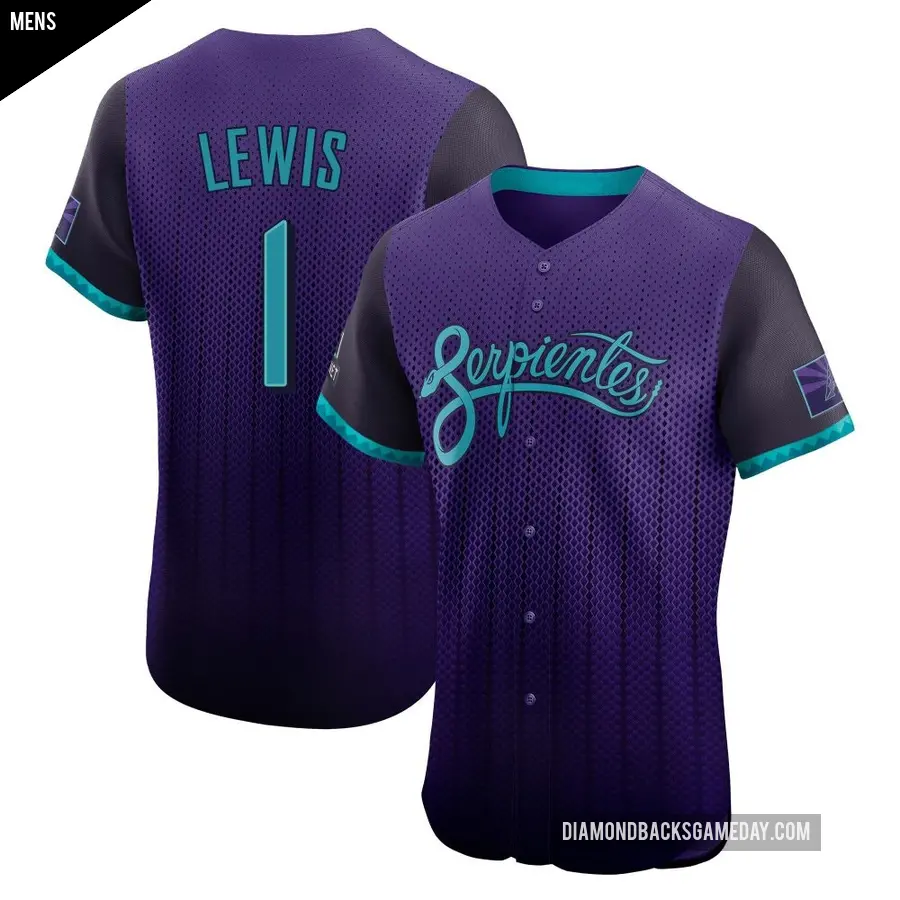 Men's Arizona Diamondbacks ＃1 Kyle Lewis Elite Purple 2025 City Connect Jersey