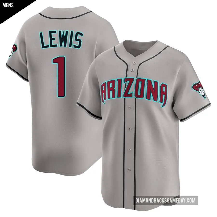 Men's Arizona Diamondbacks ＃1 Kyle Lewis Limited Gray Alternate Jersey