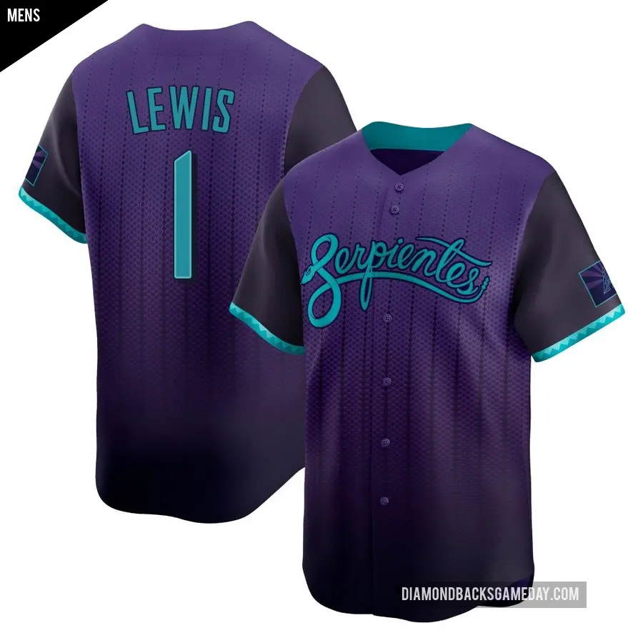 Men's Arizona Diamondbacks ＃1 Kyle Lewis Limited Purple 2025 City Connect Jersey