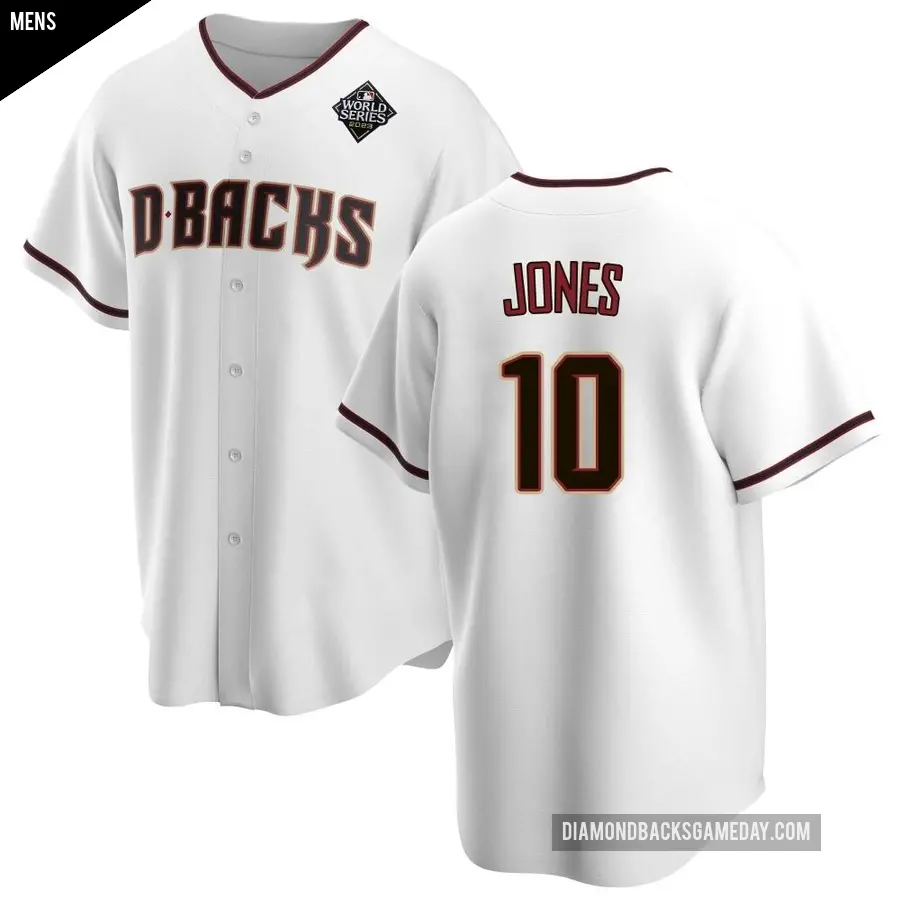 Men's Arizona Diamondbacks ＃10 Adam Jones Replica White Home 2023 World Series Jersey