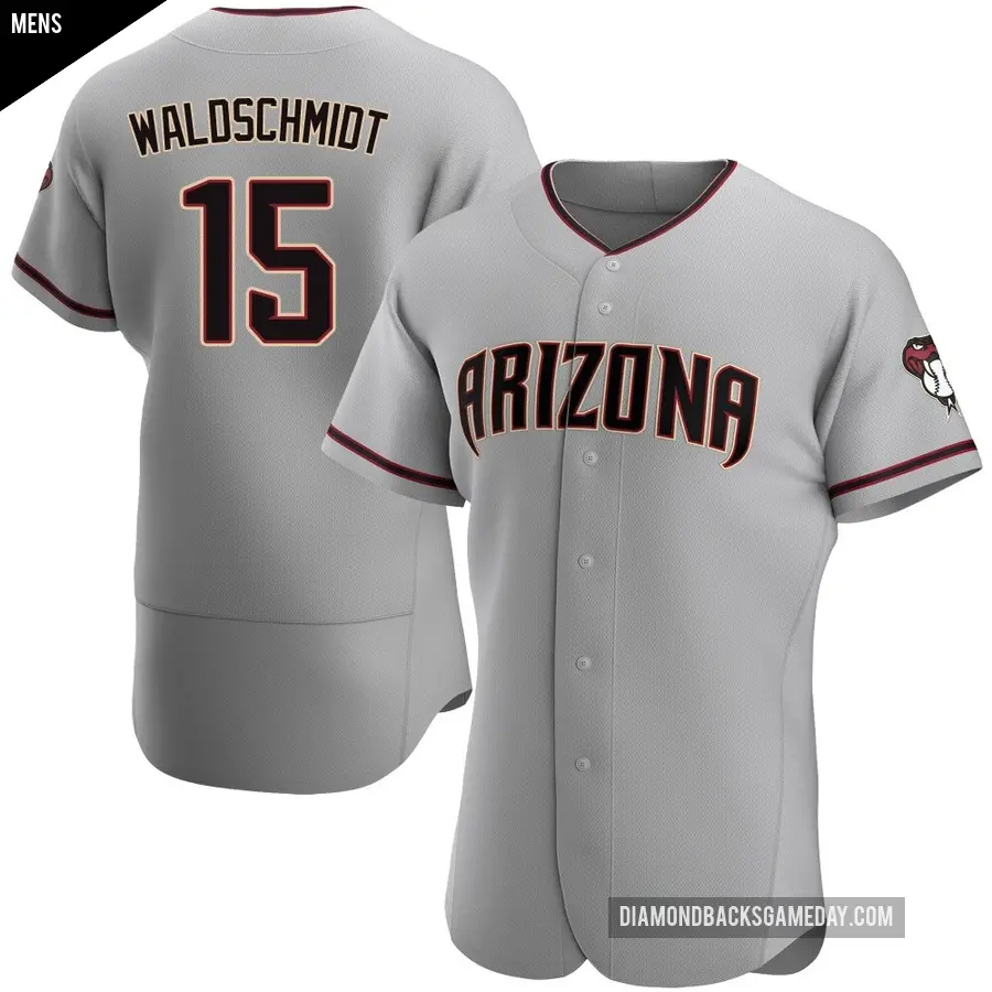 Men's Arizona Diamondbacks ＃15 Ryan Waldschmidt Authentic Gray Road Jersey