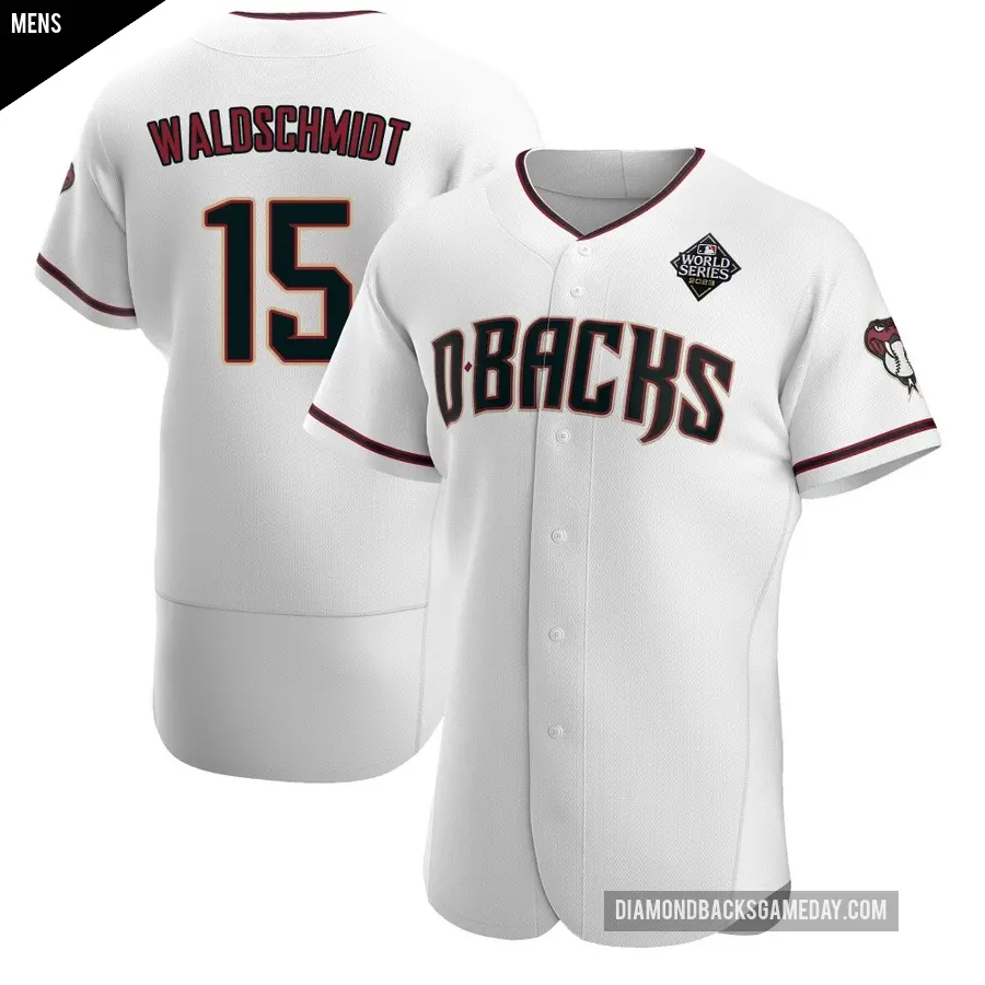 Men's Arizona Diamondbacks ＃15 Ryan Waldschmidt Authentic White Crimson Home 2023 World Series Jersey
