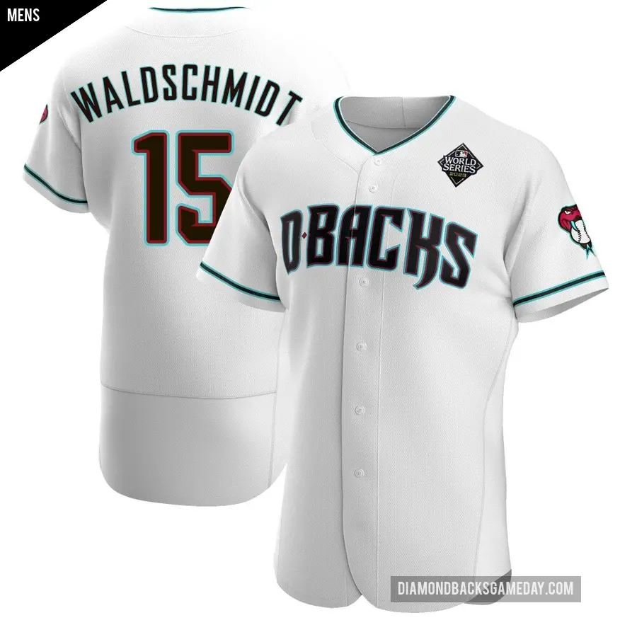 Men's Arizona Diamondbacks ＃15 Ryan Waldschmidt Authentic White Teal Alternate 2023 World Series Jersey