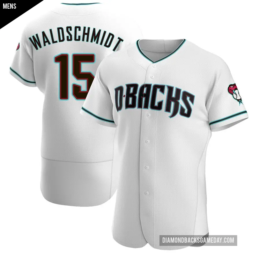 Men's Arizona Diamondbacks ＃15 Ryan Waldschmidt Authentic White /Teal Alternate Jersey