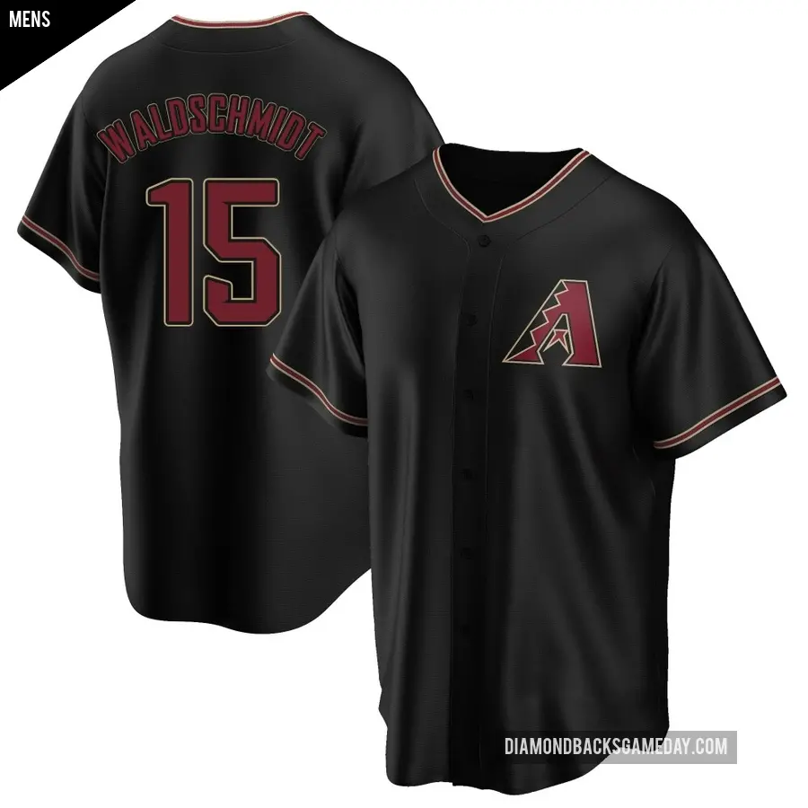 Men's Arizona Diamondbacks ＃15 Ryan Waldschmidt Replica Black Alternate Jersey