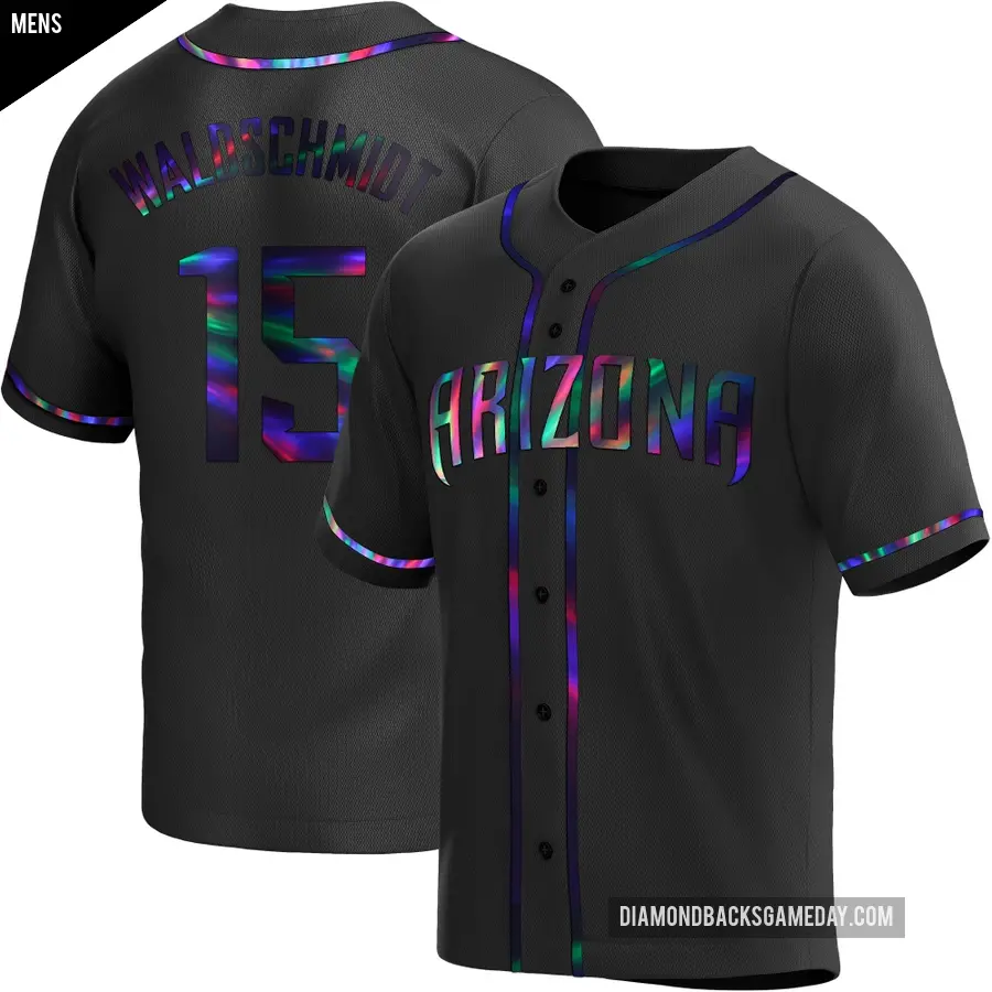 Men's Arizona Diamondbacks ＃15 Ryan Waldschmidt Replica Black Holographic Alternate Jersey