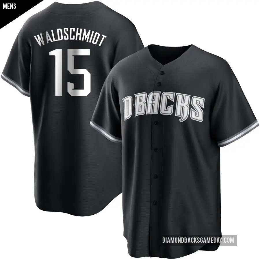 Men's Arizona Diamondbacks ＃15 Ryan Waldschmidt Replica Black/White Jersey