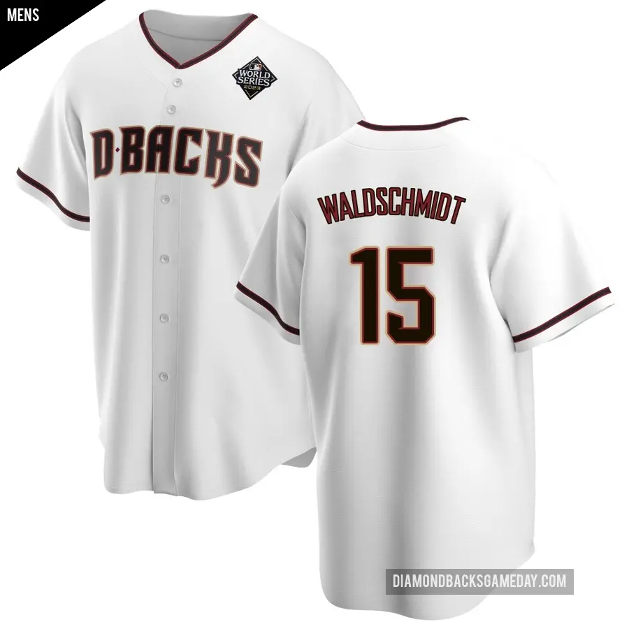 Men's Arizona Diamondbacks ＃15 Ryan Waldschmidt Replica White Home 2023 World Series Jersey