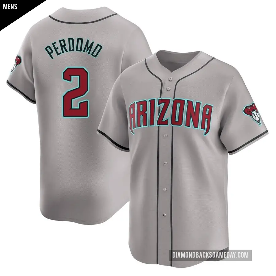 Men's Arizona Diamondbacks ＃2 Geraldo Perdomo Limited Gray Away Jersey