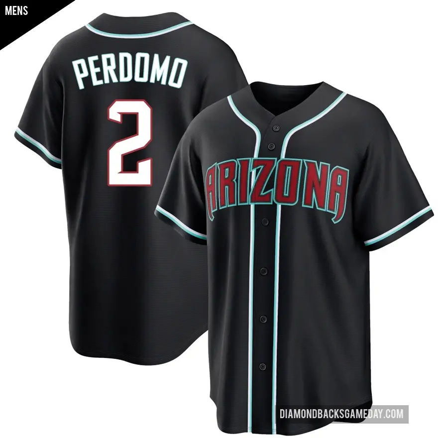 Men's Arizona Diamondbacks ＃2 Geraldo Perdomo Replica Black Fashion Out Jersey