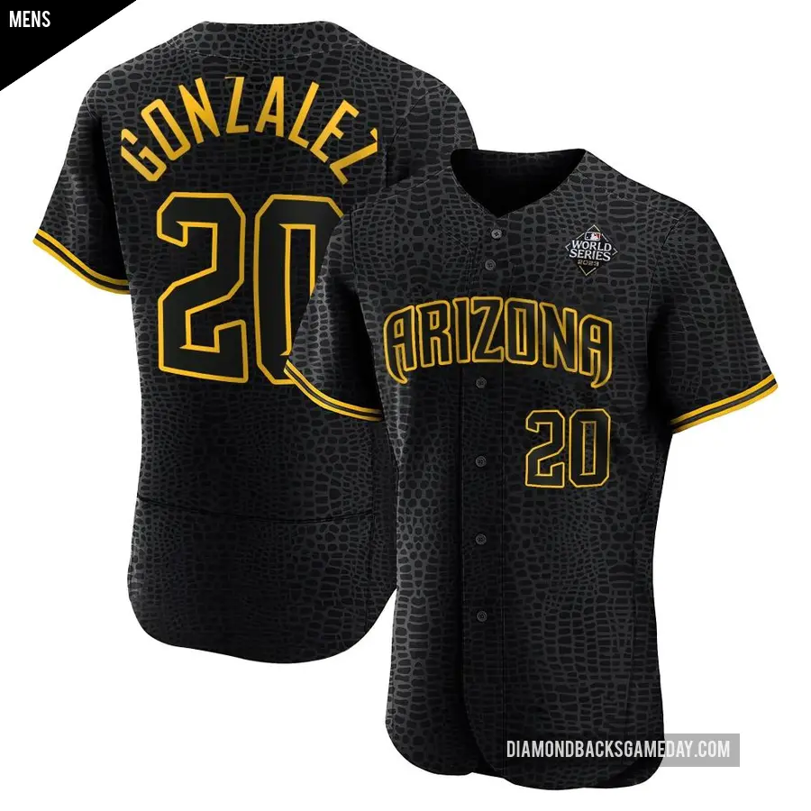 Men's Arizona Diamondbacks ＃20 Luis Gonzalez Authentic Black Snake Skin City 2023 World Series Jersey