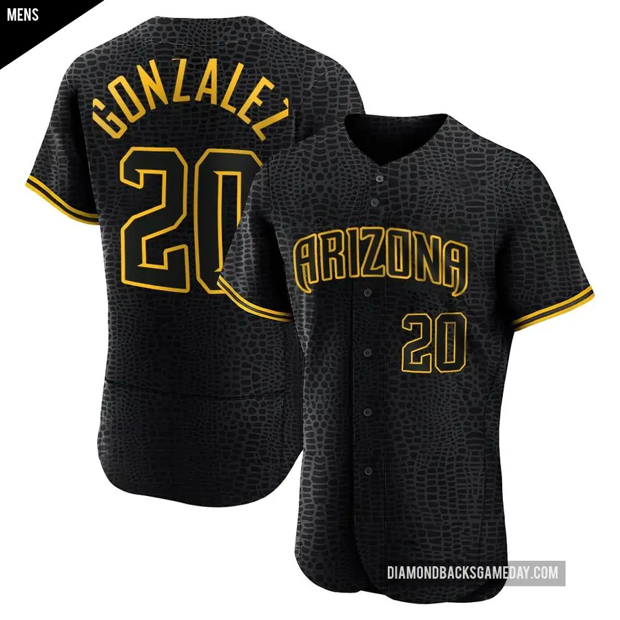 Men's Arizona Diamondbacks ＃20 Luis Gonzalez Authentic Black Snake Skin City Jersey
