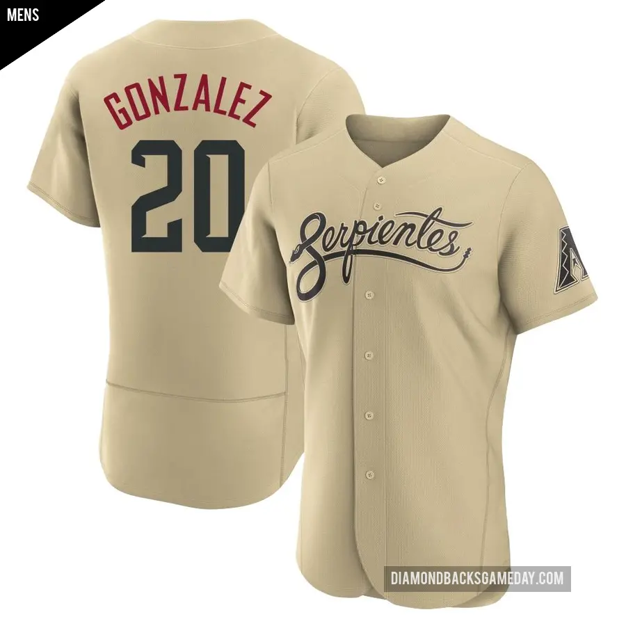 Men's Arizona Diamondbacks ＃20 Luis Gonzalez Authentic Gold 2021 City Connect Jersey