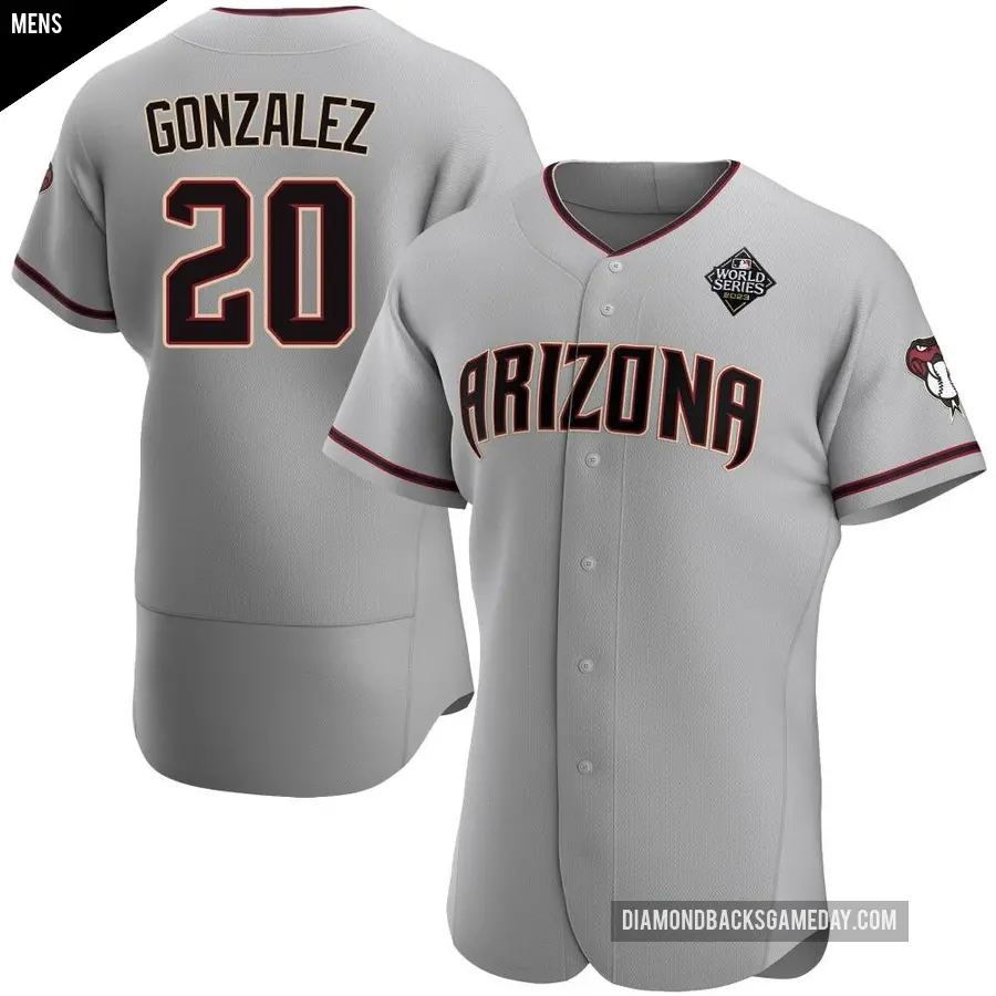 Men's Arizona Diamondbacks ＃20 Luis Gonzalez Authentic Gray Road 2023 World Series Jersey