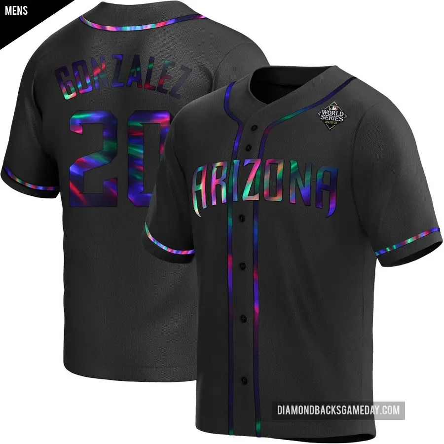 Men's Arizona Diamondbacks ＃20 Luis Gonzalez Replica Black Holographic Alternate 2023 World Series Jersey