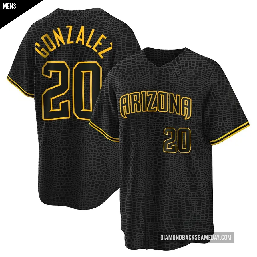 Men's Arizona Diamondbacks ＃20 Luis Gonzalez Replica Black Snake Skin City Jersey