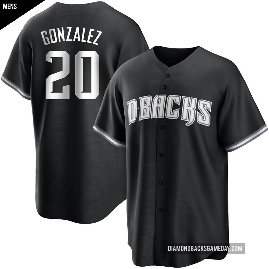 Men's Arizona Diamondbacks ＃20 Luis Gonzalez Replica Black/White Jersey