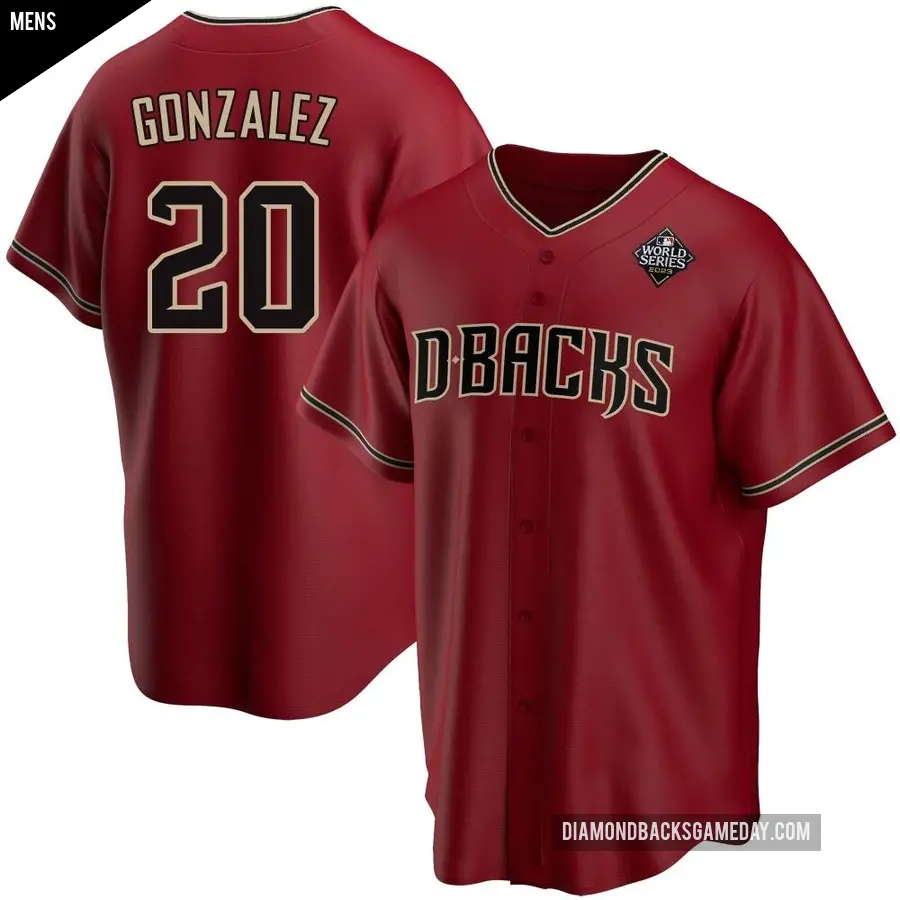 Men's Arizona Diamondbacks ＃20 Luis Gonzalez Replica Red Alternate 2023 World Series Jersey