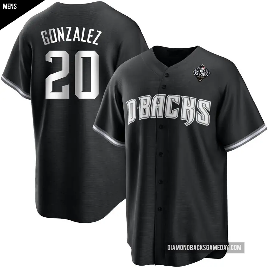 Men's Arizona Diamondbacks ＃20 Luis Gonzalez Replica White Black 2023 World Series Jersey