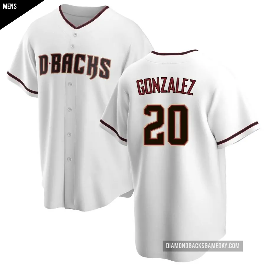 Men's Arizona Diamondbacks ＃20 Luis Gonzalez Replica White Home Jersey