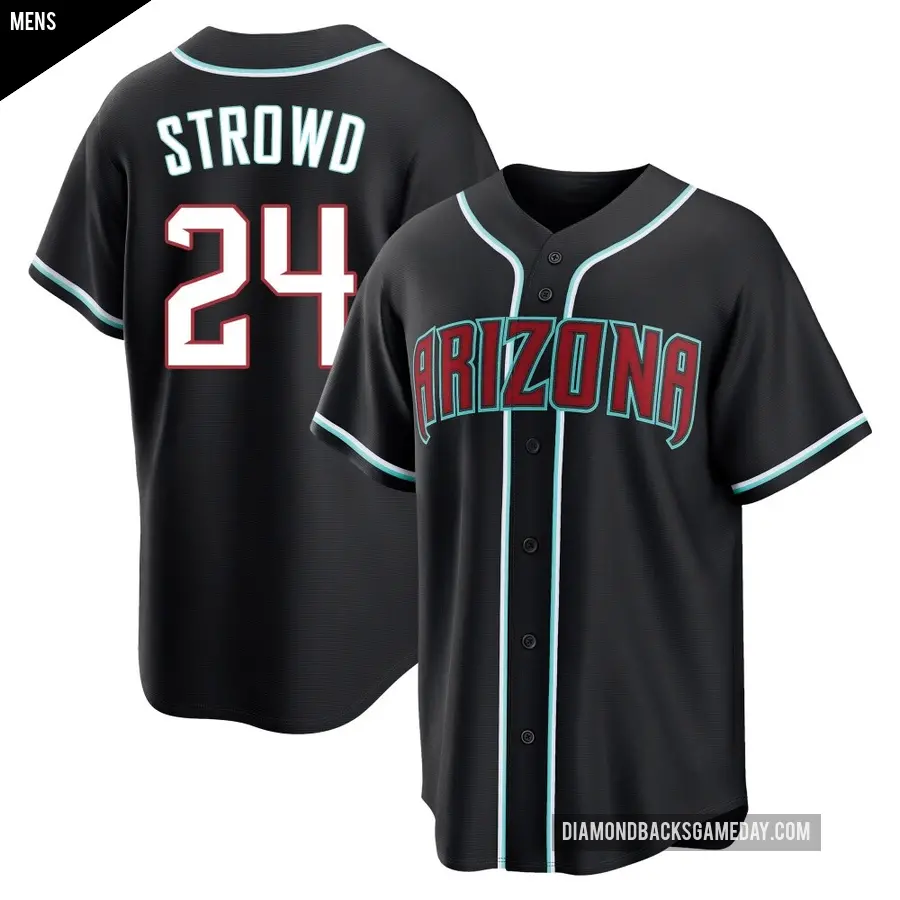 Men's Arizona Diamondbacks ＃24 Kade Strowd Replica Black Fashion Out Jersey