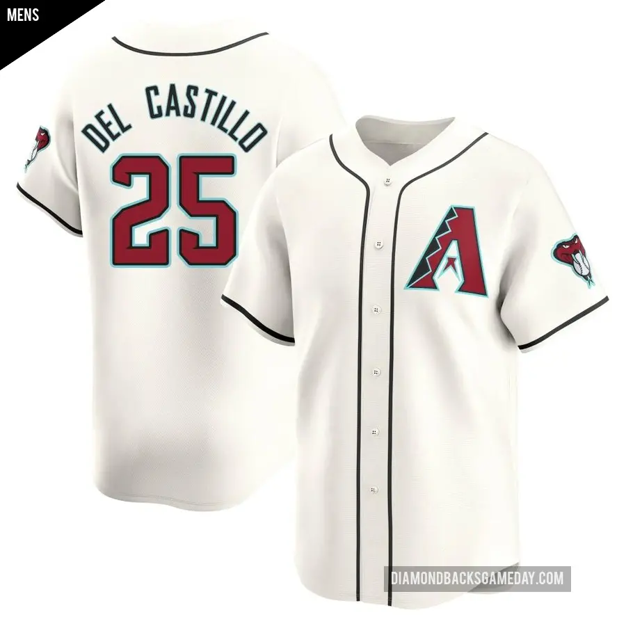 Men's Arizona Diamondbacks ＃25 Adrian Del Castillo Limited White Home Jersey