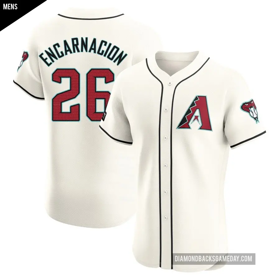 Men's Arizona Diamondbacks ＃26 Lorenzo Encarnacion Elite Cream Home Patch Jersey