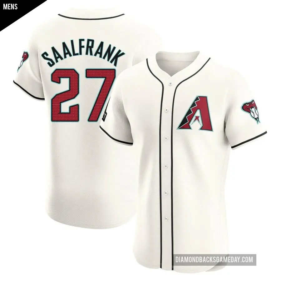 Men's Arizona Diamondbacks ＃27 Andrew Saalfrank Elite Cream Home Patch Jersey