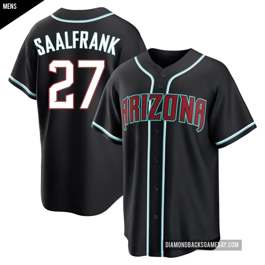 Men's Arizona Diamondbacks ＃27 Andrew Saalfrank Replica Black Fashion Out Jersey