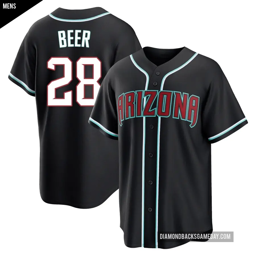 Men's Arizona Diamondbacks ＃28 Seth Beer Replica Black Fashion Out Jersey