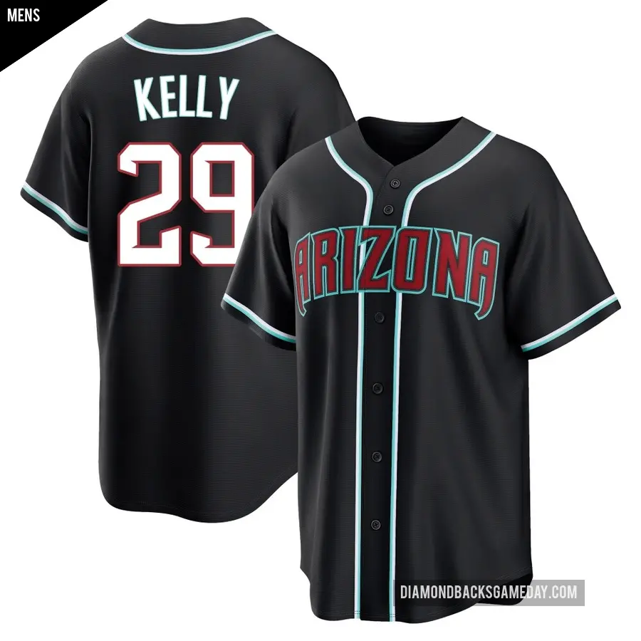 Men's Arizona Diamondbacks ＃29 Merrill Kelly Replica Black Fashion Out Jersey