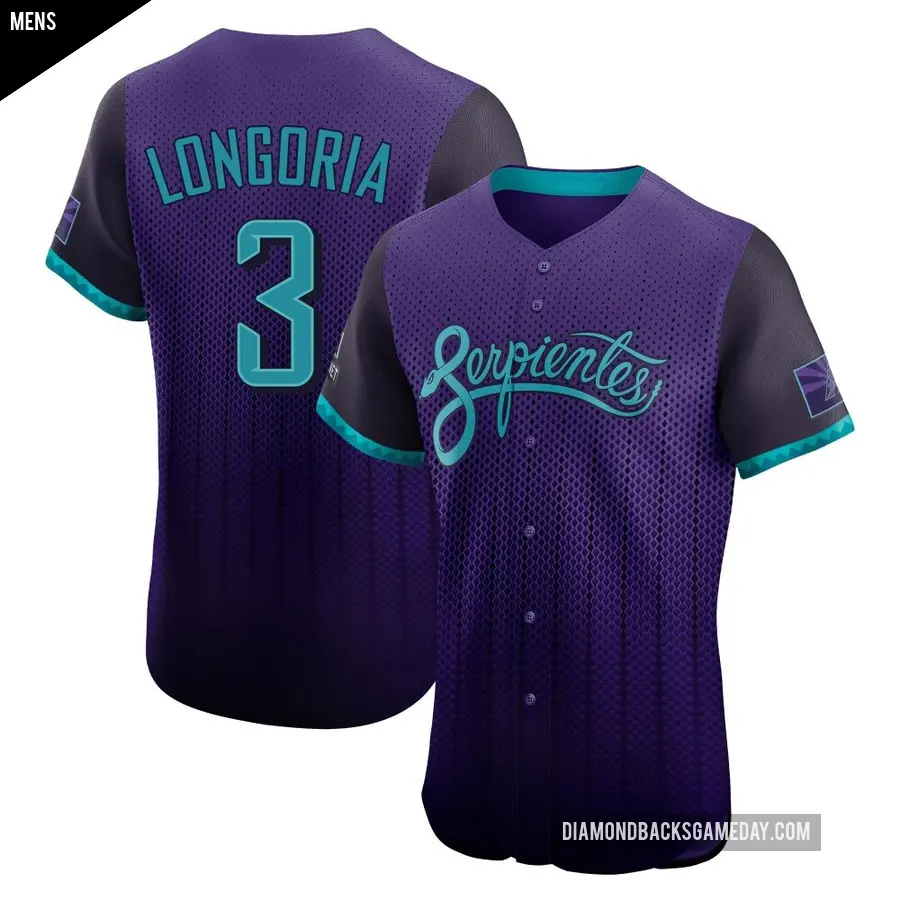 Men's Arizona Diamondbacks ＃3 Evan Longoria Elite Purple 2025 City Connect Jersey