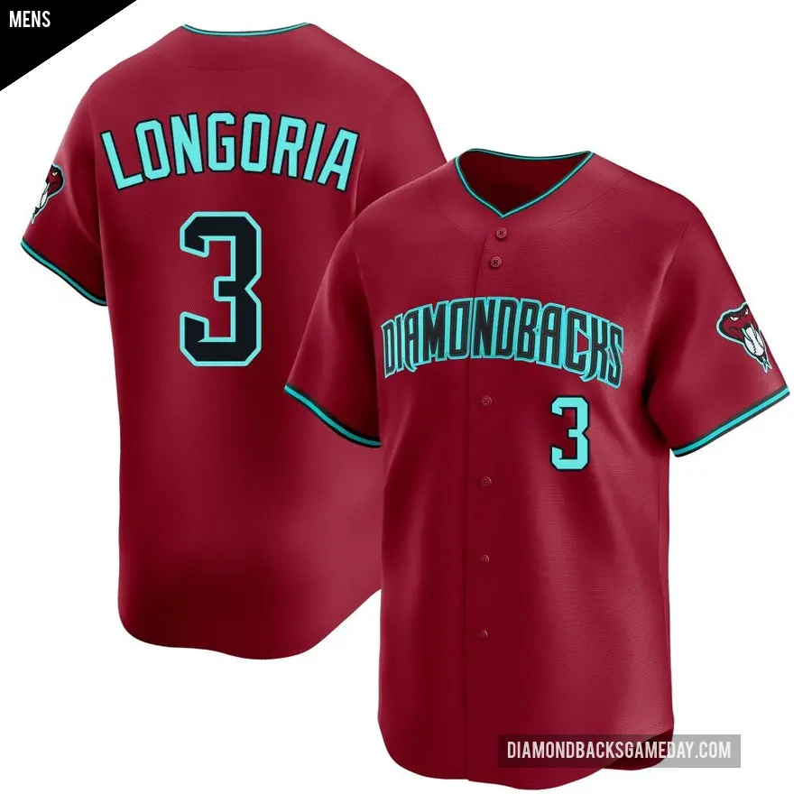 Men's Arizona Diamondbacks ＃3 Evan Longoria Limited Red Alternate Jersey