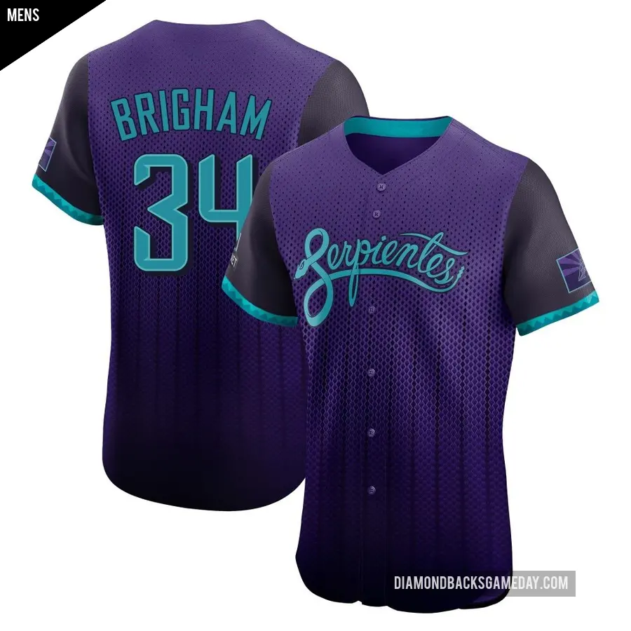 Men's Arizona Diamondbacks ＃34 Jeff Brigham Elite Purple 2025 City Connect Jersey