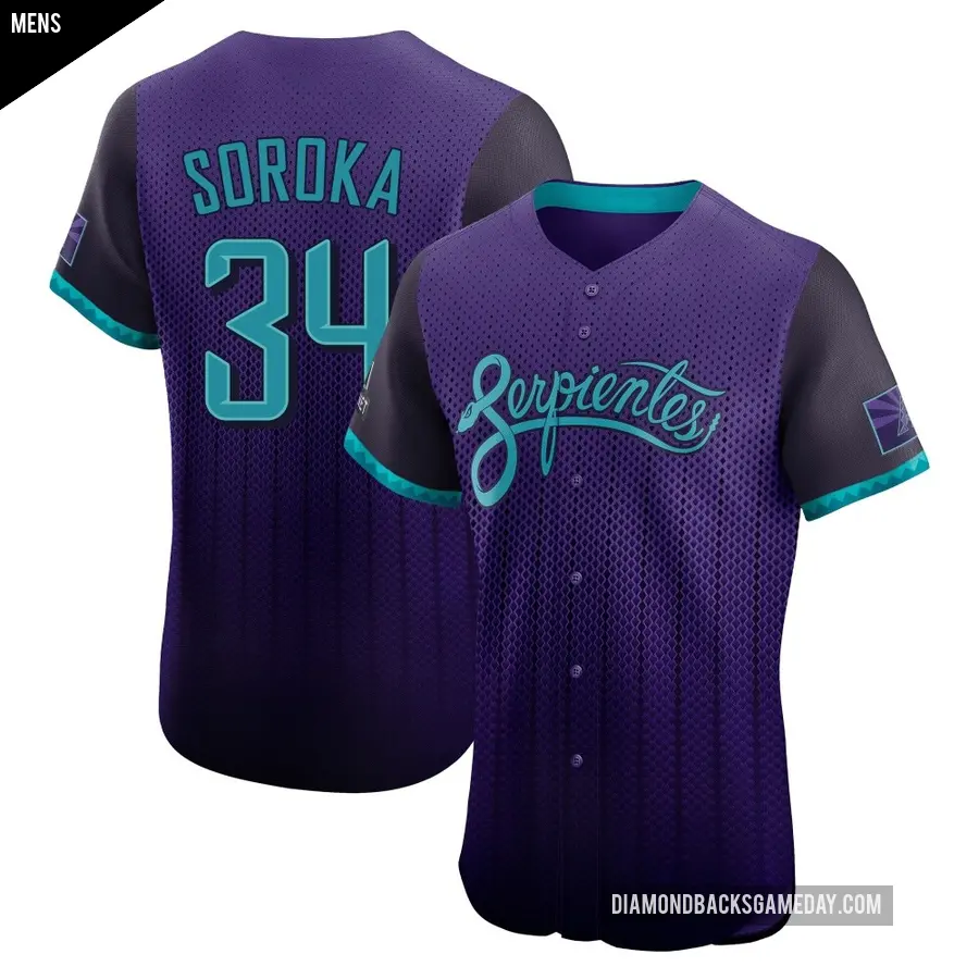 Men's Arizona Diamondbacks ＃34 Michael Soroka Elite Purple 2025 City Connect Jersey