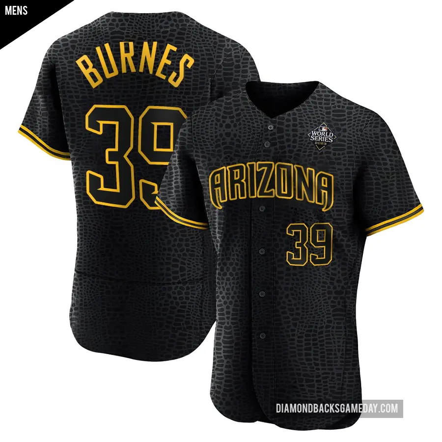 Men's Arizona Diamondbacks ＃39 Corbin Burnes Authentic Black Snake Skin City 2023 World Series Jersey