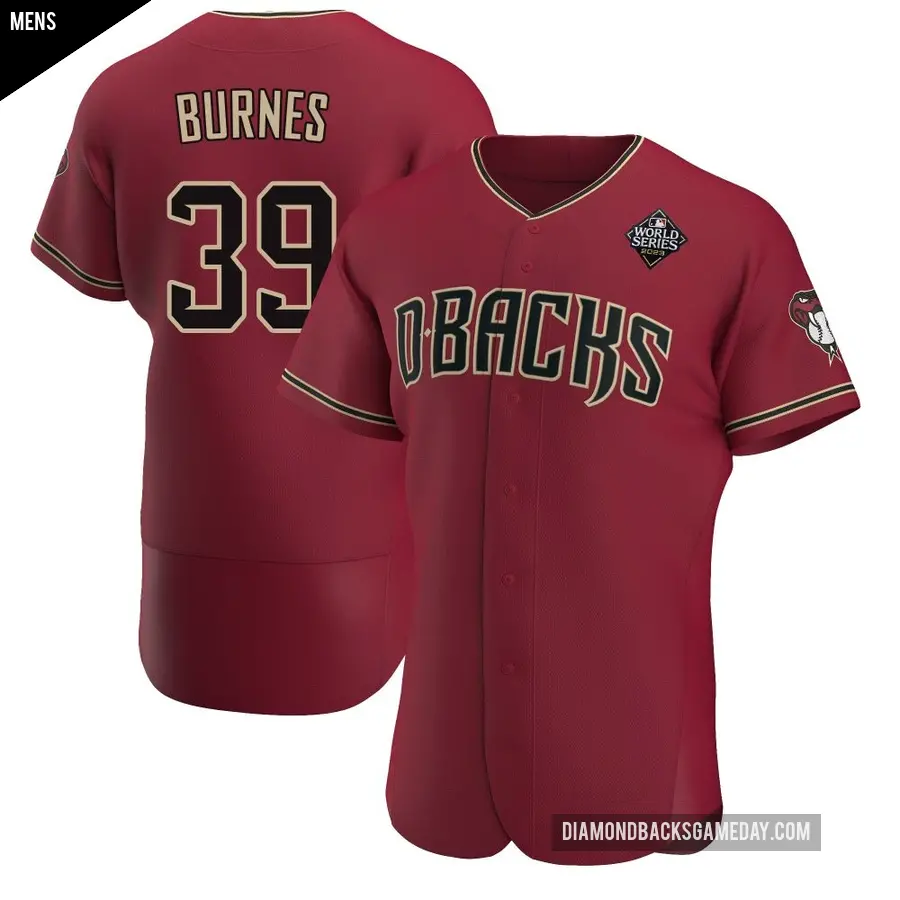 Men's Arizona Diamondbacks ＃39 Corbin Burnes Authentic Crimson Alternate 2023 World Series Jersey