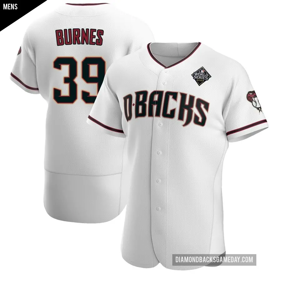 Men's Arizona Diamondbacks ＃39 Corbin Burnes Authentic White Crimson Home 2023 World Series Jersey