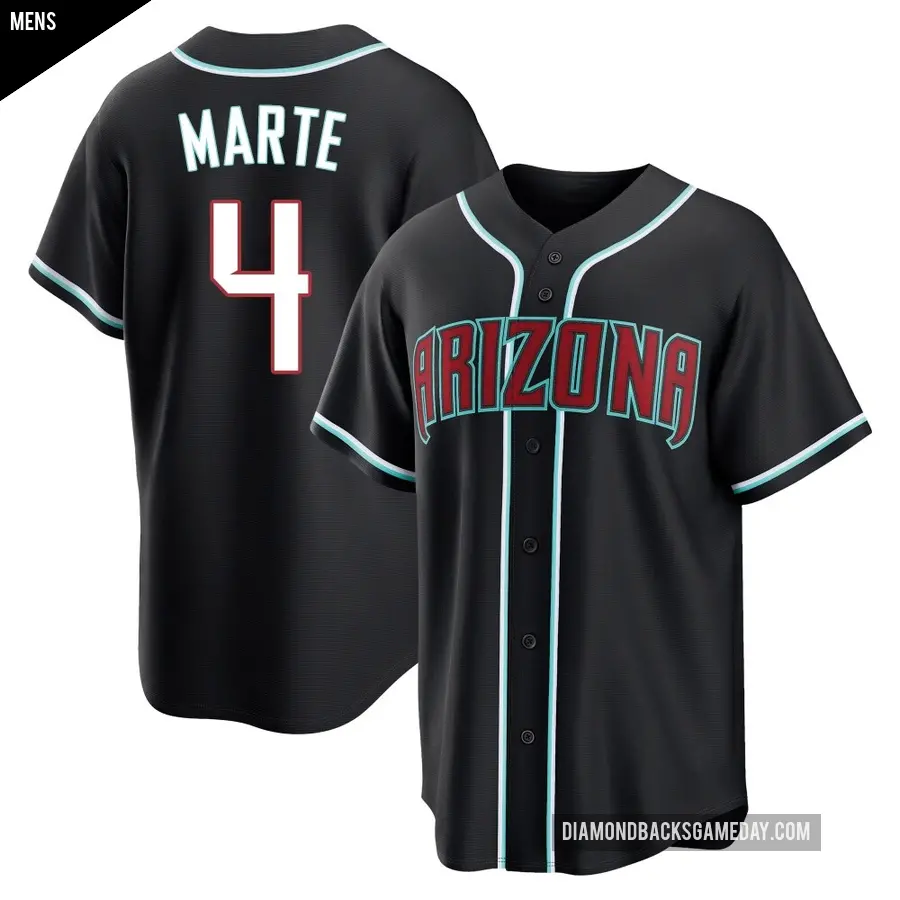 Men's Arizona Diamondbacks ＃4 Ketel Marte Replica Black Fashion Out Jersey