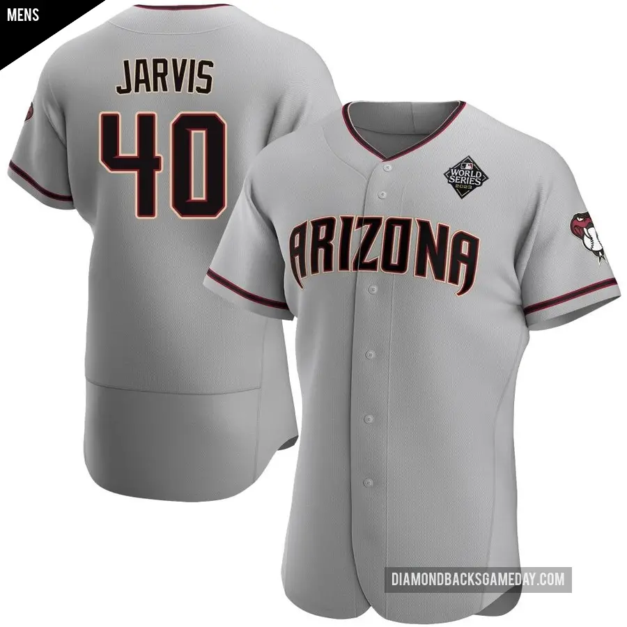 Men's Arizona Diamondbacks ＃40 Bryce Jarvis Authentic Gray Road 2023 World Series Jersey