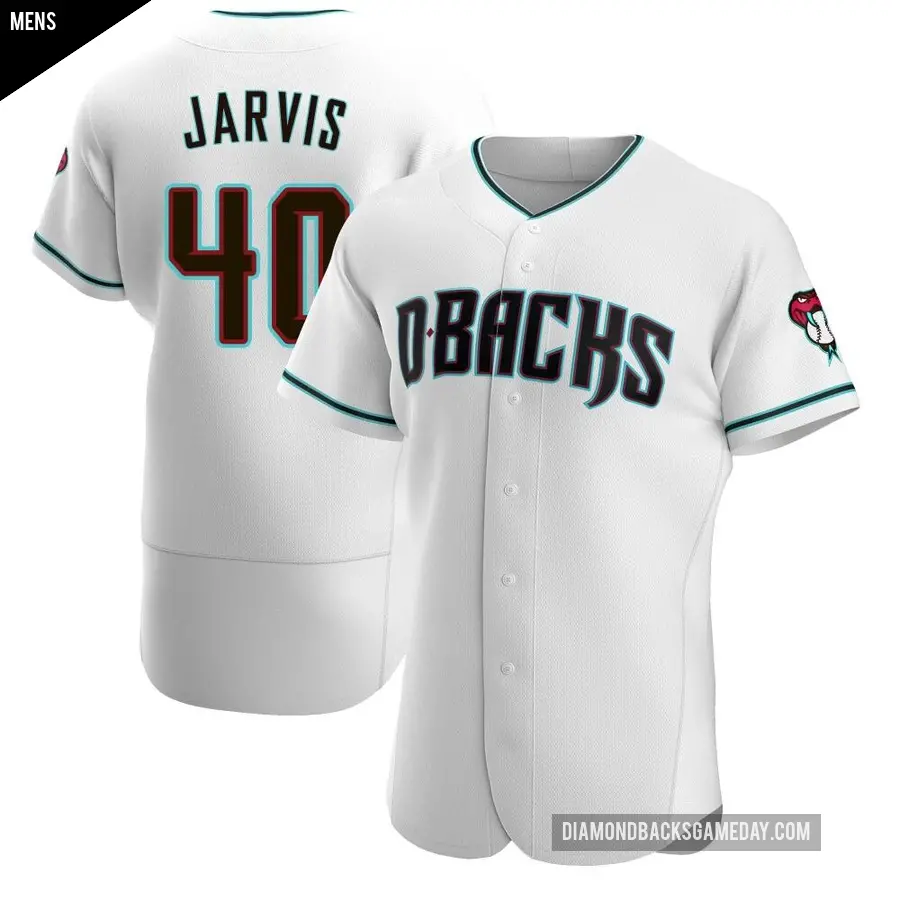 Men's Arizona Diamondbacks ＃40 Bryce Jarvis Authentic White /Teal Alternate Jersey