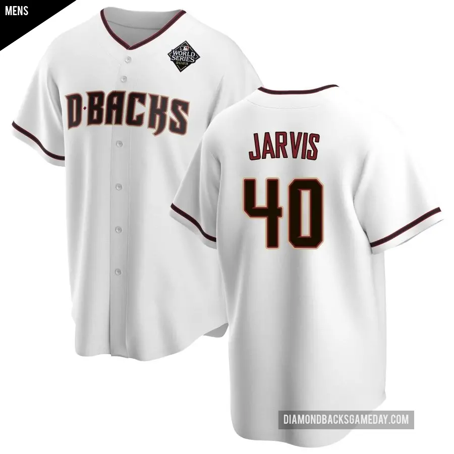 Men's Arizona Diamondbacks ＃40 Bryce Jarvis Replica White Home 2023 World Series Jersey