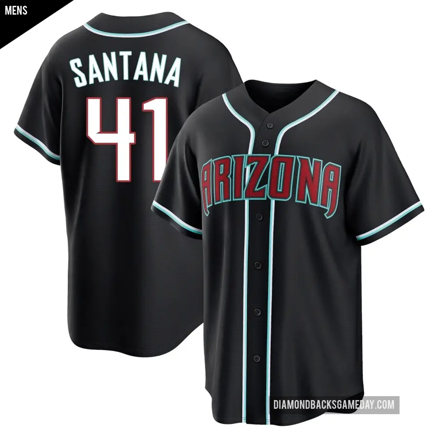 Men's Arizona Diamondbacks ＃41 Carlos Santana Replica Black Fashion Out Jersey