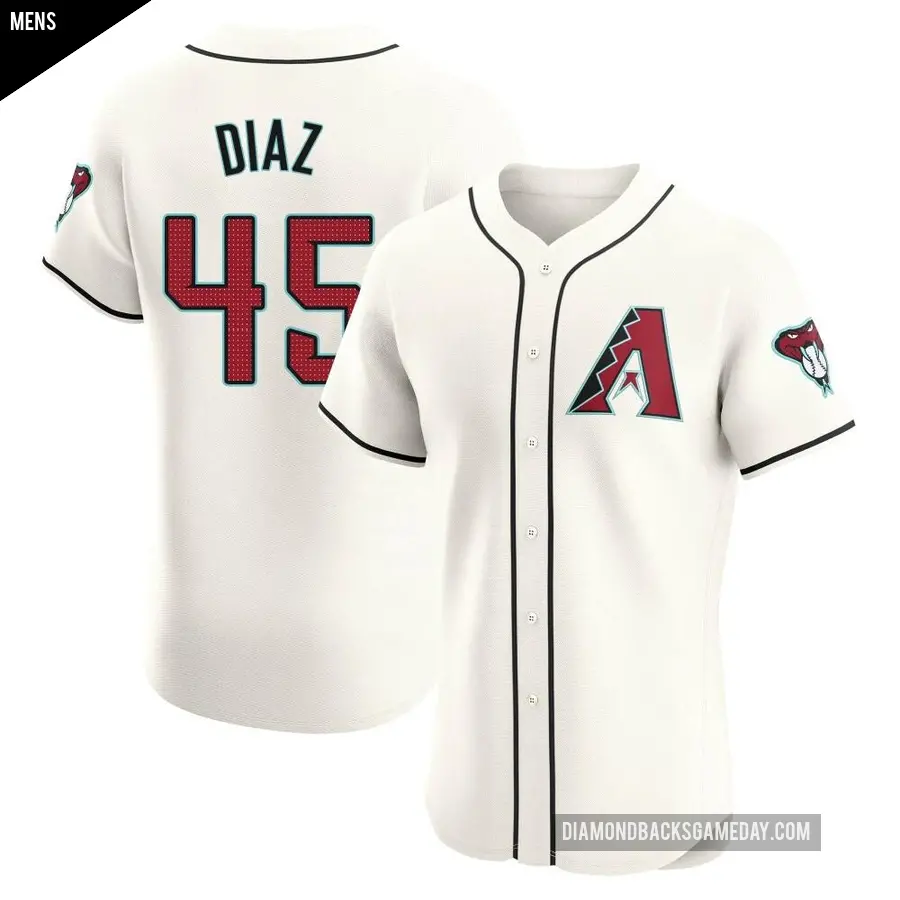 Men's Arizona Diamondbacks ＃45 Yilber Diaz Elite Cream Home Jersey