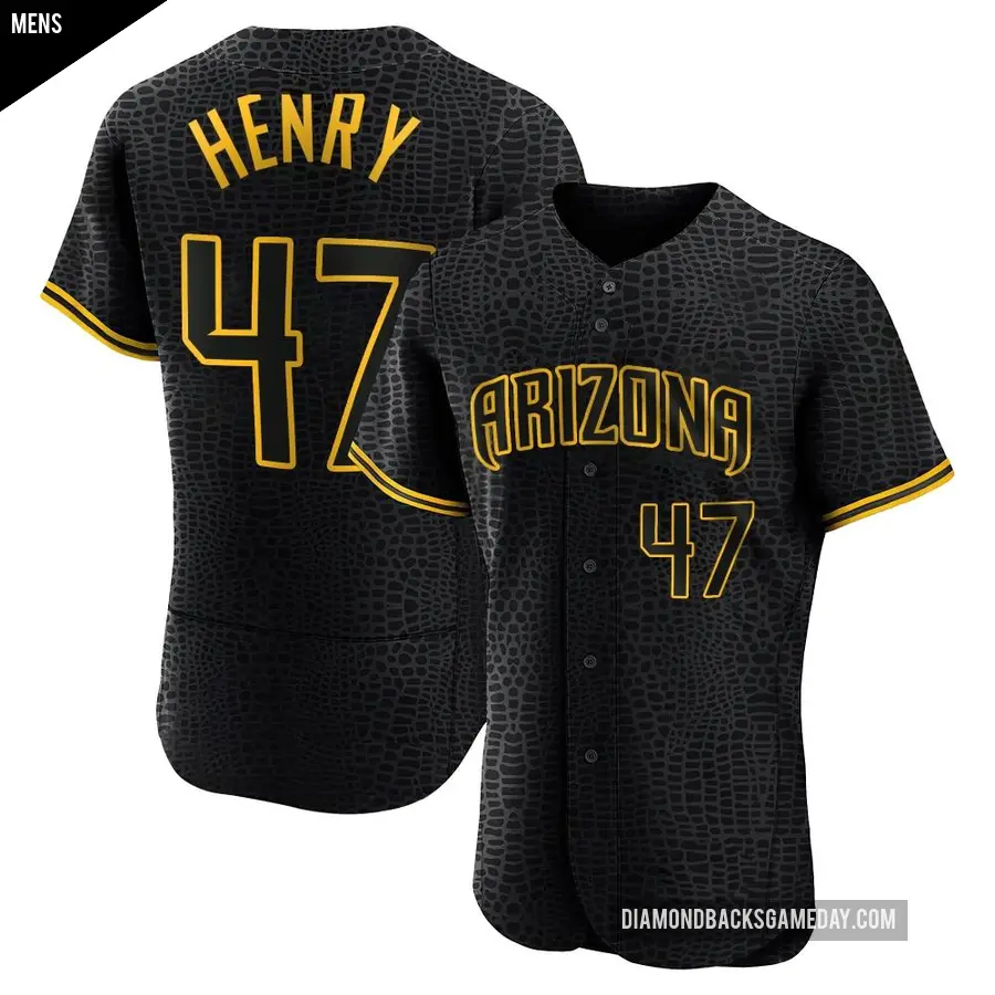 Men's Arizona Diamondbacks ＃47 Tommy Henry Authentic Black Snake Skin City Jersey