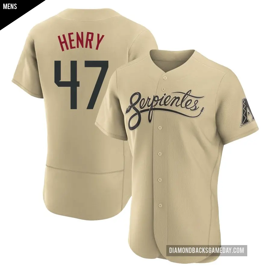 Men's Arizona Diamondbacks ＃47 Tommy Henry Authentic Gold 2021 City Connect Jersey