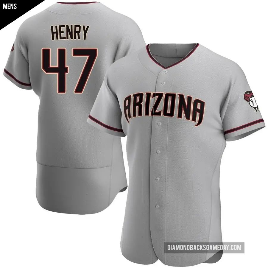 Men's Arizona Diamondbacks ＃47 Tommy Henry Authentic Gray Road Jersey