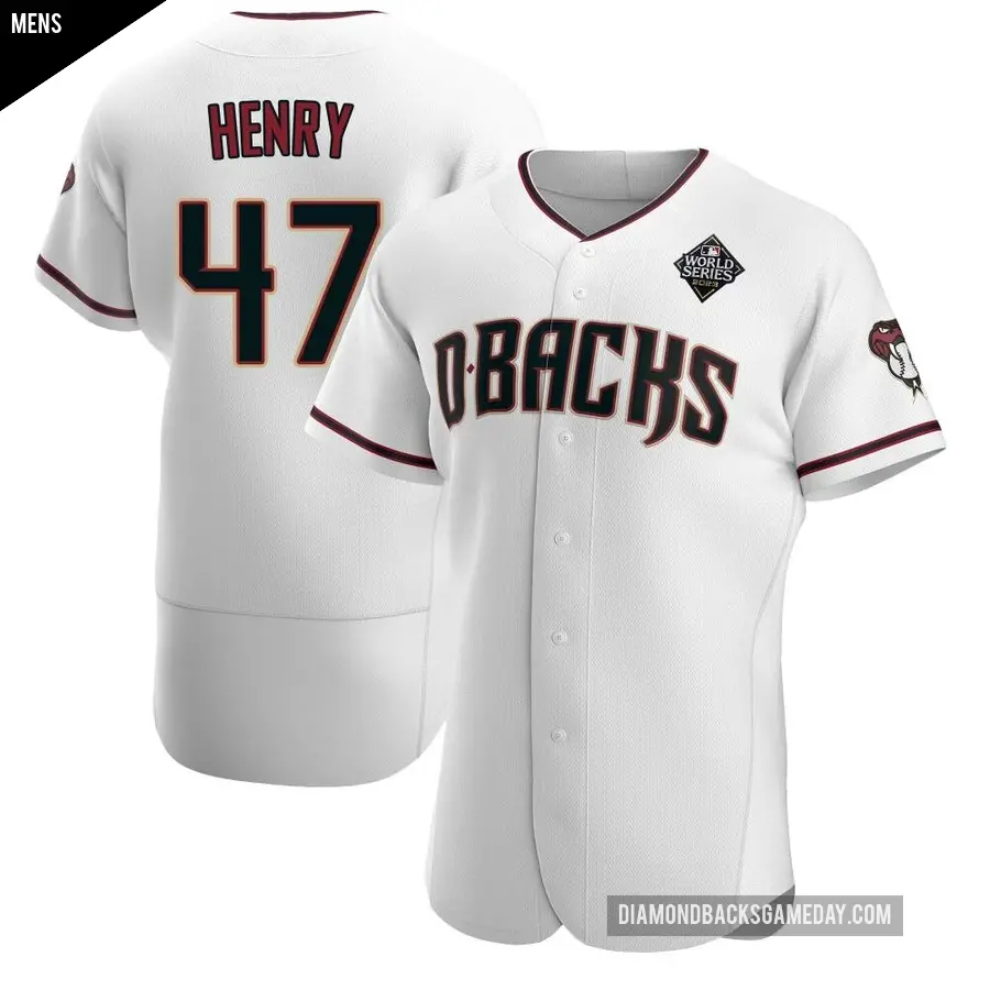 Men's Arizona Diamondbacks ＃47 Tommy Henry Authentic White Crimson Home 2023 World Series Jersey