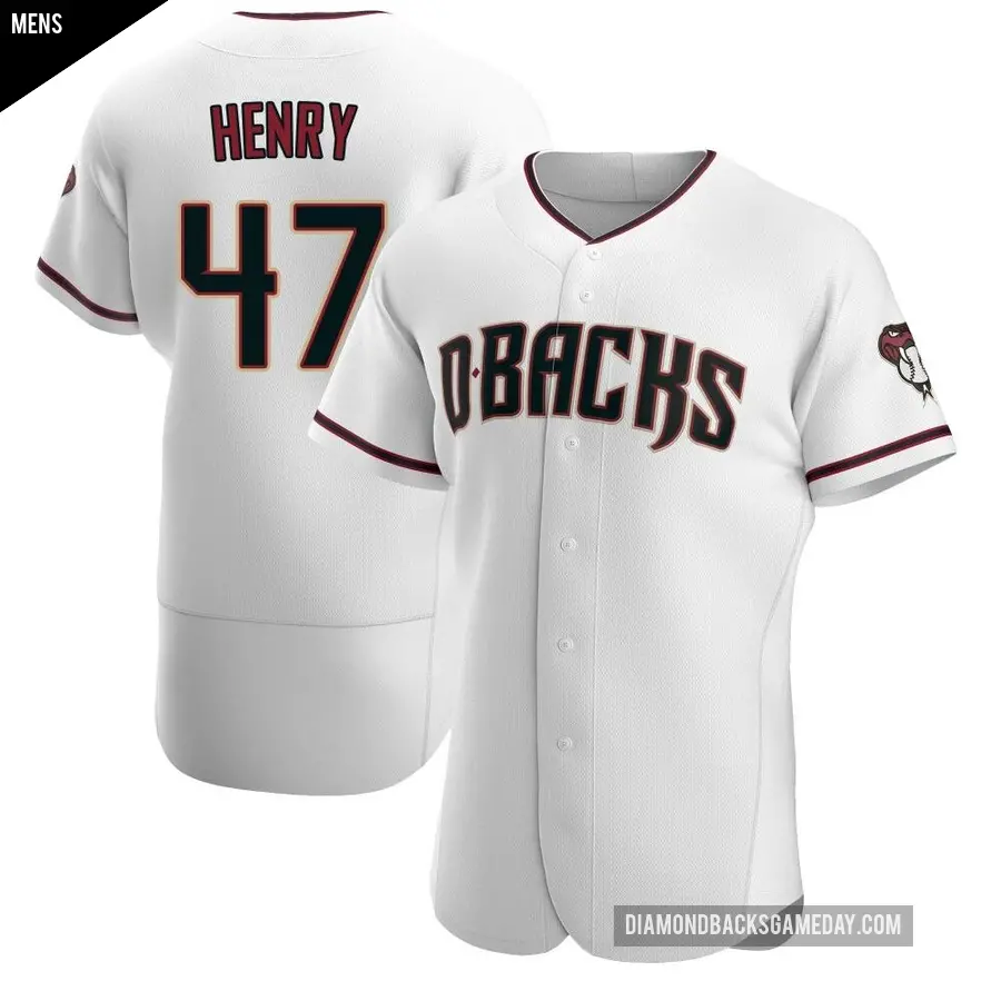 Men's Arizona Diamondbacks ＃47 Tommy Henry Authentic White /Crimson Home Jersey
